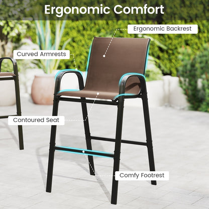 3 Piece Outdoor Bar Set, Footrest, 2-Tier Shelf Patio Bar Furniture at Gallery Canada