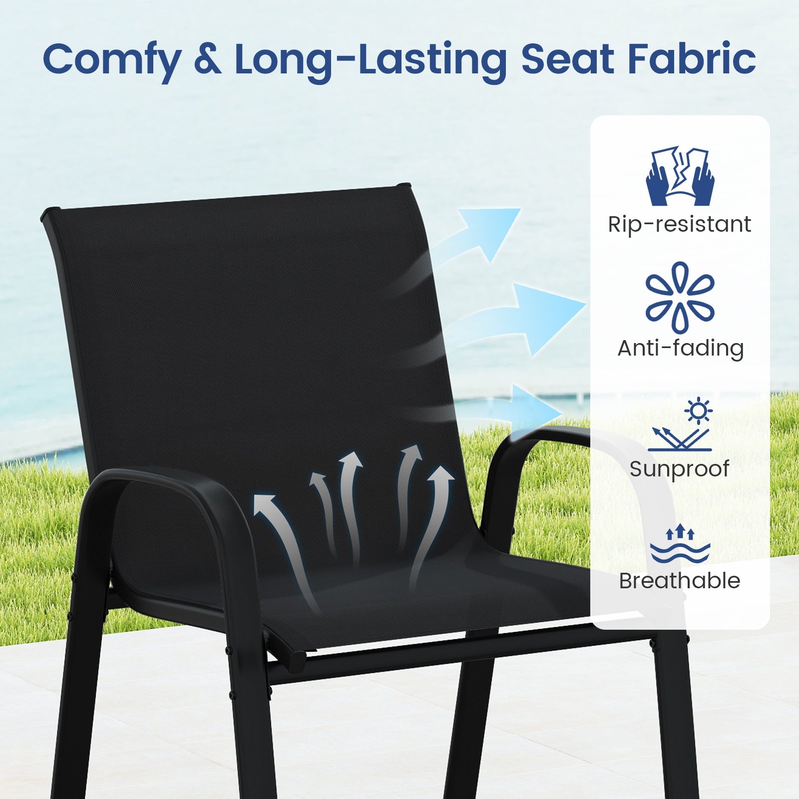3 Piece Outdoor Bar Set With Footrest, 2-Tier Shelf, Black Patio Bar Furniture at Gallery Canada