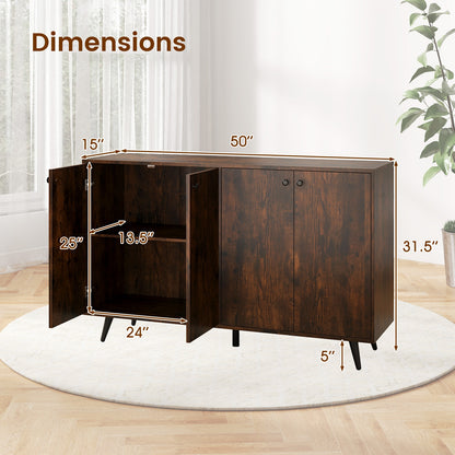 Mid Century Modern Buffet Sideboard, Adjustable Shelves, Brown Sideboards Cabinets & Buffets at Gallery Canada