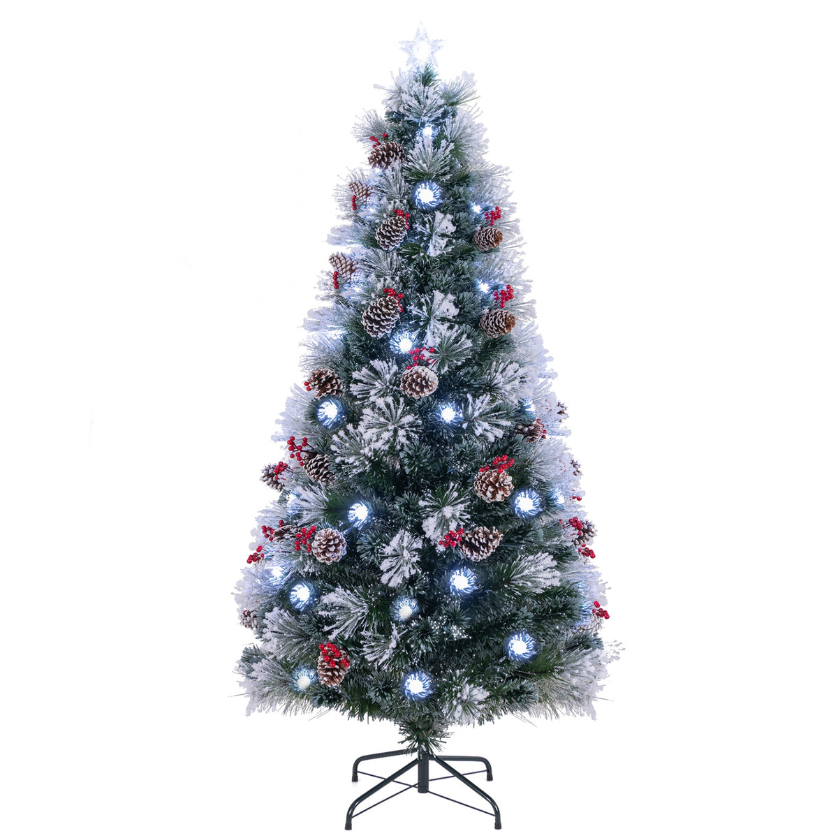 7 FT Flocked Christmas Tree, 8 Lighting Modes, Green Christmas Tree at Gallery Canada