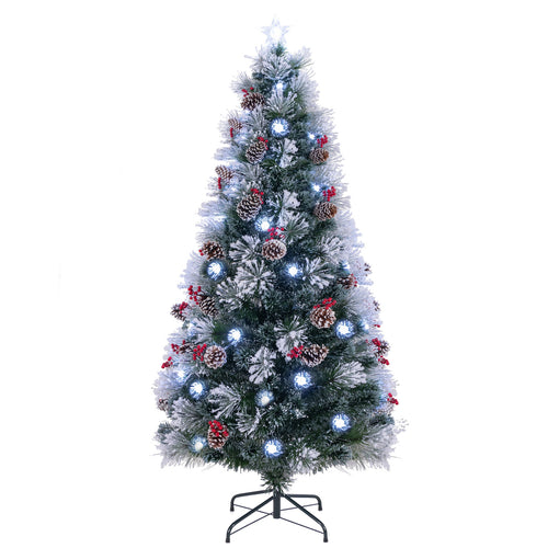 7 FT Flocked Christmas Tree, 8 Lighting Modes, Green