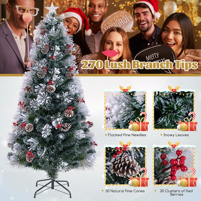 7 FT Flocked Christmas Tree, 8 Lighting Modes, Green Christmas Tree at Gallery Canada