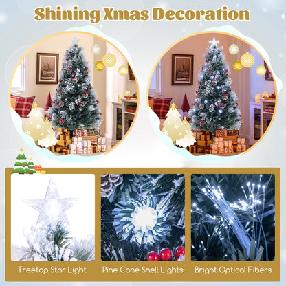 7 FT Flocked Christmas Tree, 8 Lighting Modes, Green Christmas Tree at Gallery Canada