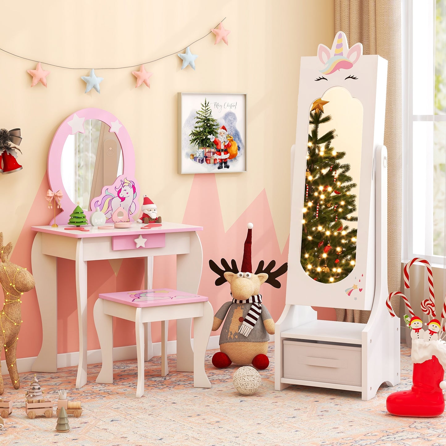 Kids Jewelry Cabinet With Full-Length Mirror, White Kids Vanities at Gallery Canada