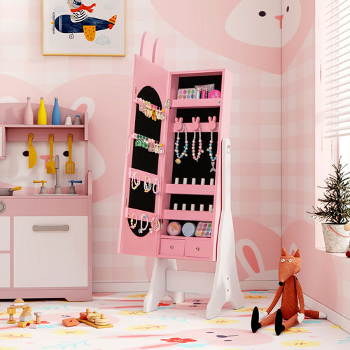 Kids Jewelry Armoire Cabinet, Large Capacity, Pink