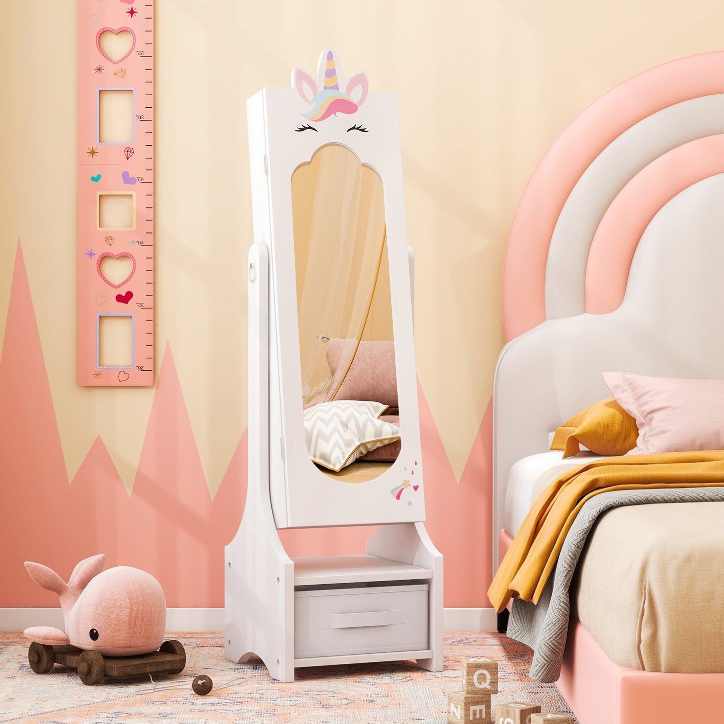 Kids Jewelry Cabinet With Full-Length Mirror, White Kids Vanities at Gallery Canada