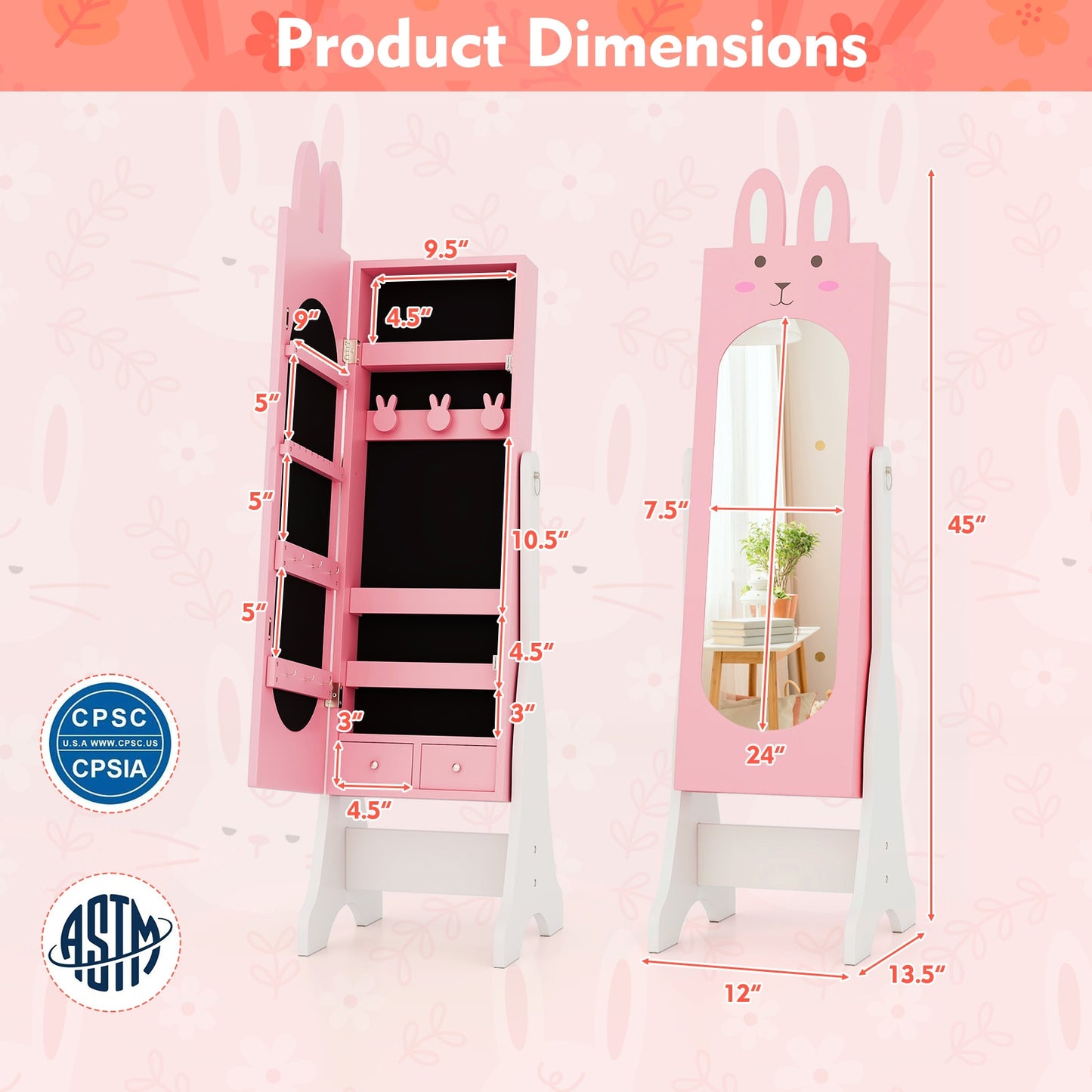 Kids Jewelry Armoire Cabinet, Large Capacity, Pink Kids Vanities at Gallery Canada