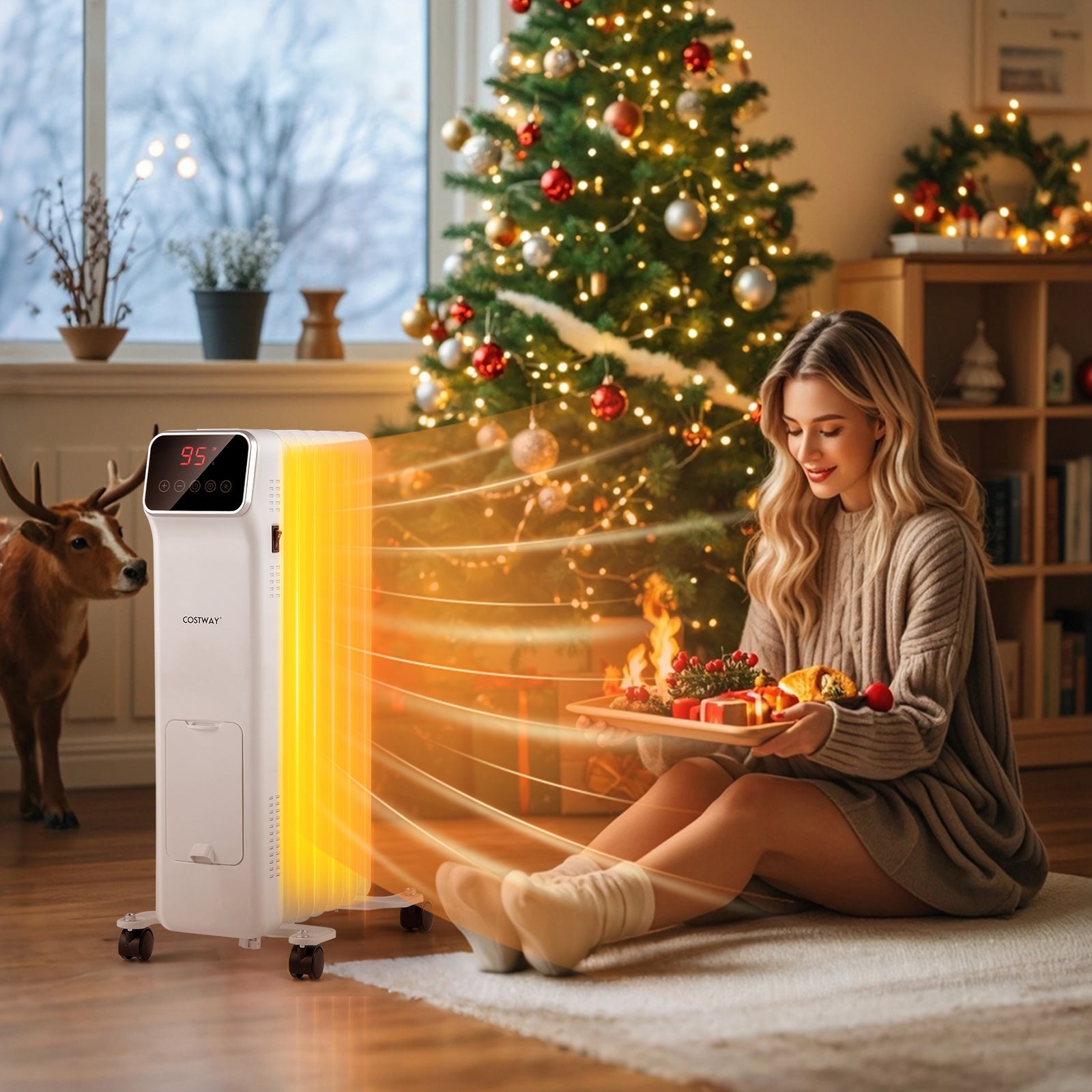 1500W Oil Filled Radiator Heater, Remote Control, 3 Modes, 24H Timer, White Space Heaters at Gallery Canada
