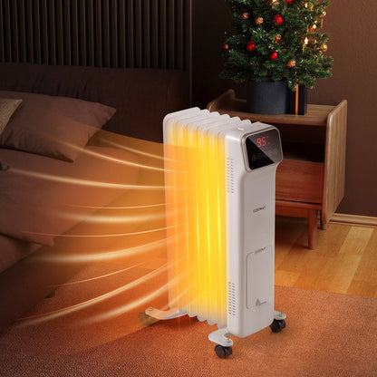 1500W Oil Filled Radiator Heater, Remote Control, 3 Modes, 24H Timer, White Space Heaters at Gallery Canada
