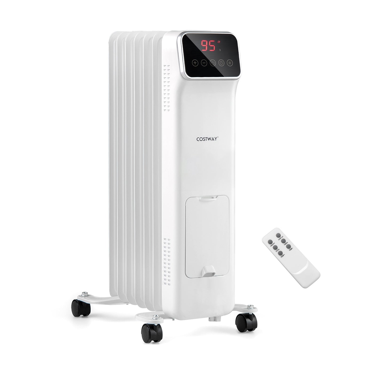 1500W Oil Filled Radiator Heater, Remote Control, 3 Modes, 24H Timer, White Space Heaters at Gallery Canada