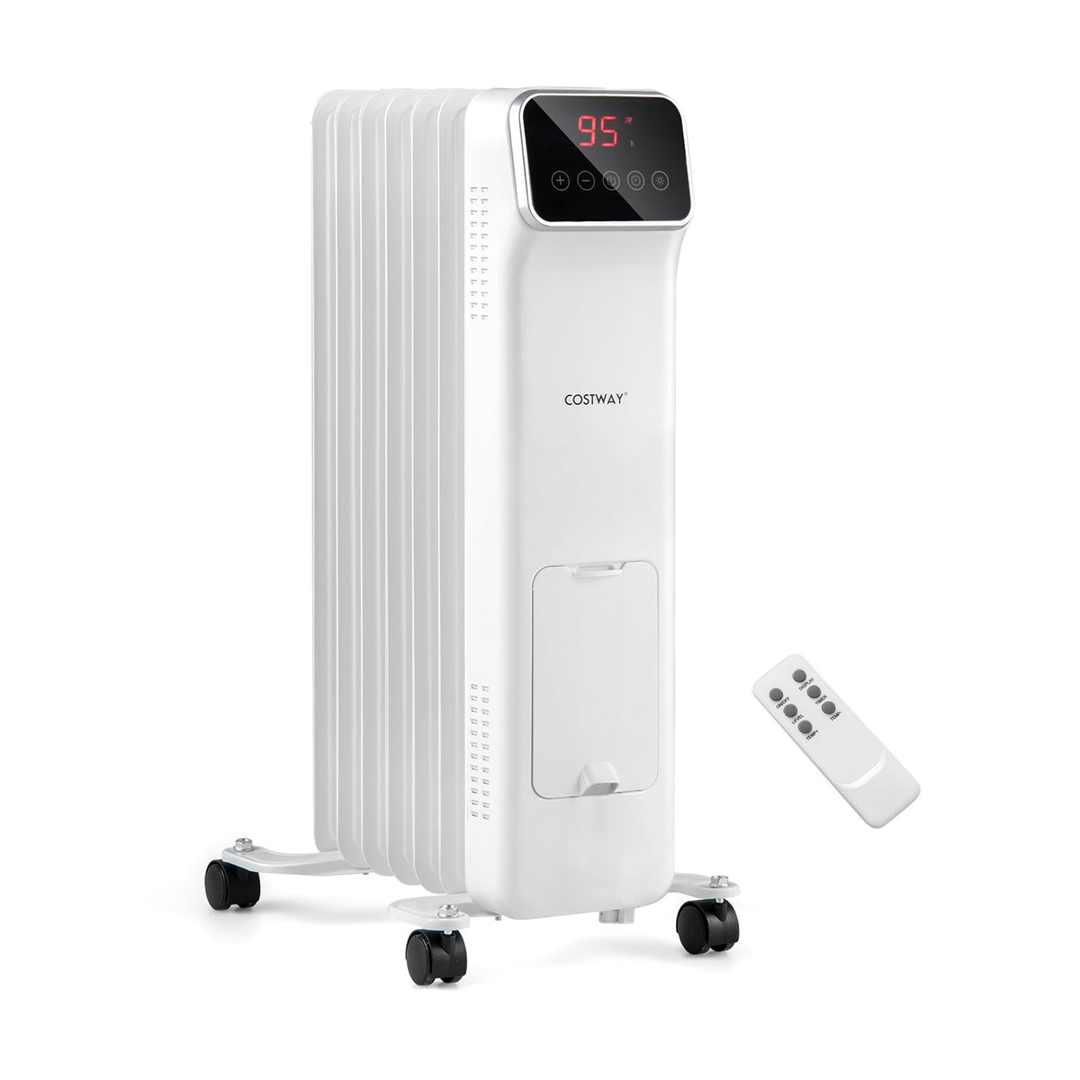 1500W Oil Filled Radiator Heater, Remote Control, 3 Modes, 24H Timer, White Space Heaters at Gallery Canada