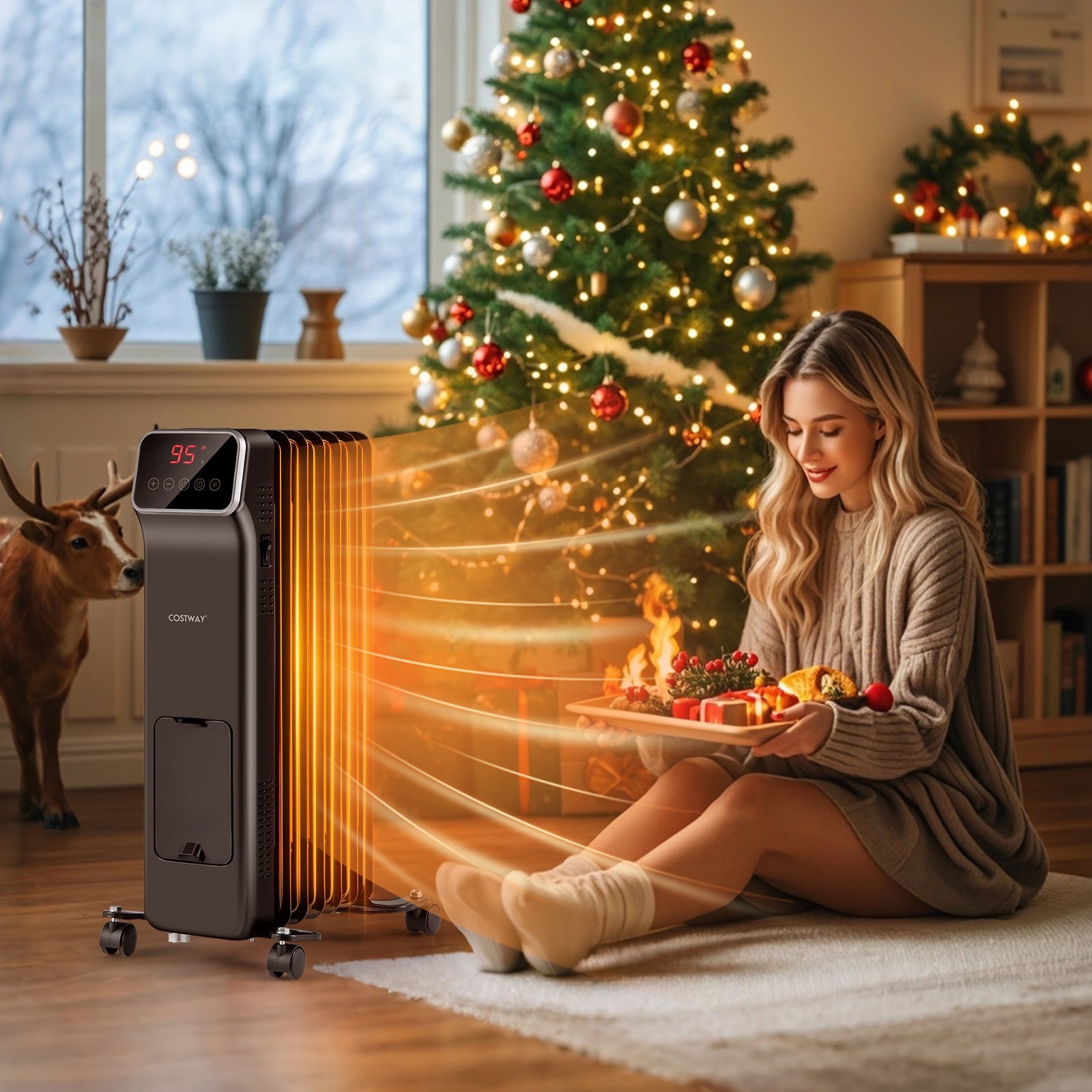 1500W Oil Filled Radiator Heater, Remote Control, 3 Modes, 24H Timer, Black Space Heaters at Gallery Canada