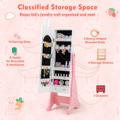 Kids Jewelry Armoire Cabinet with 2 Tilt Angles and Large Capacity, White Kids Vanities at Gallery Canada