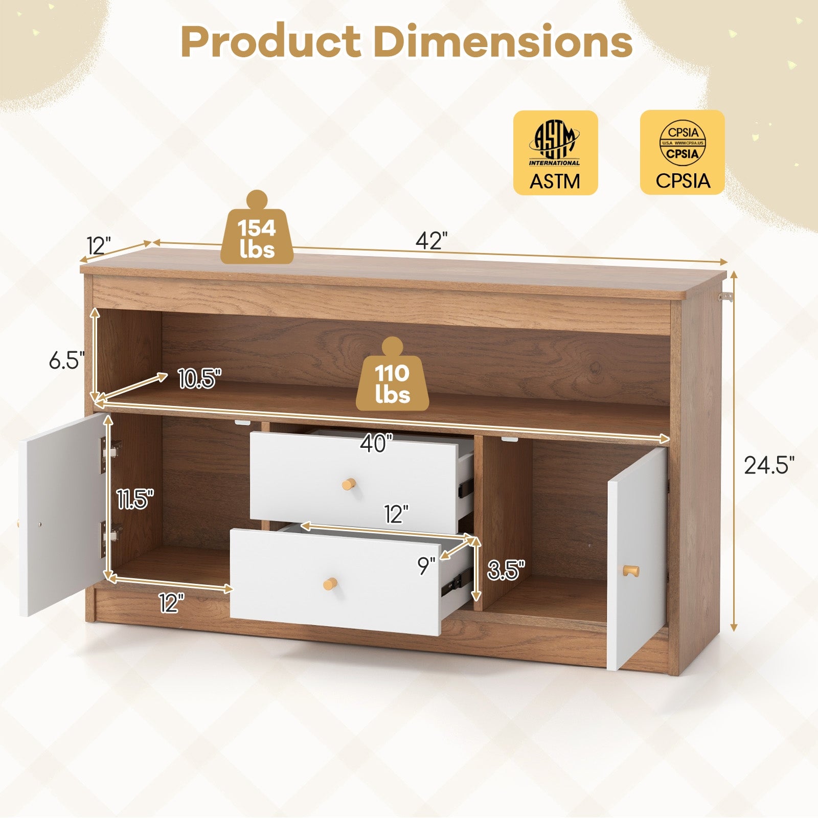 Kids Toy Storage Organizer, Open Shelf, 2 Drawers, Natural Kids Storage at Gallery Canada