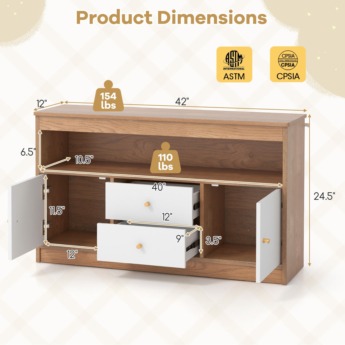 Kids Toy Storage Organizer, Open Shelf, 2 Drawers, Natural Kids Storage at Gallery Canada