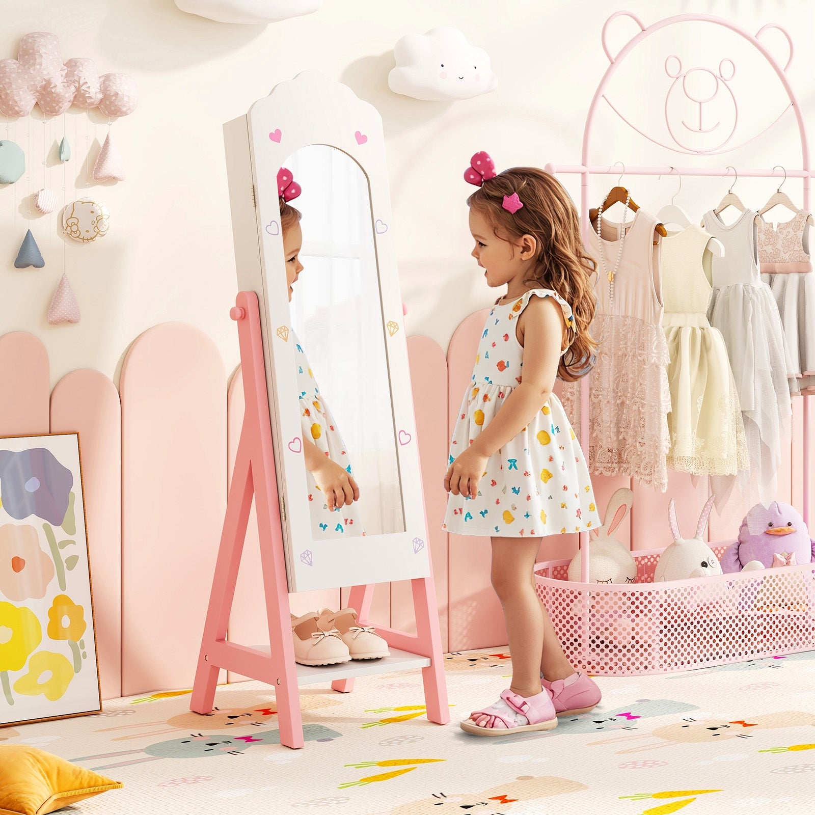 Kids Jewelry Organizer, Full Length Mirror Drawers, White Kids Vanities at Gallery Canada