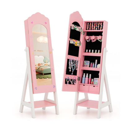 Kids Jewelry Organizer, Full Mirror Drawers, Storage Shelves, Pink Kids Vanities at Gallery Canada