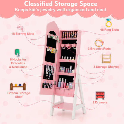 Kids Jewelry Organizer, Full Mirror Drawers, Storage Shelves, Pink Kids Vanities at Gallery Canada