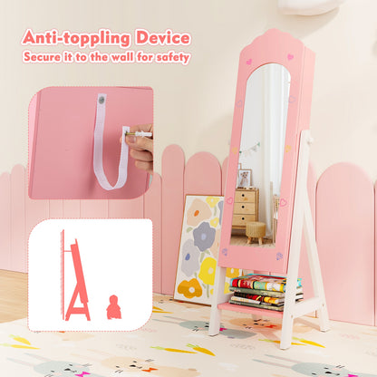 Kids Jewelry Organizer, Full Mirror Drawers, Storage Shelves, Pink Kids Vanities at Gallery Canada