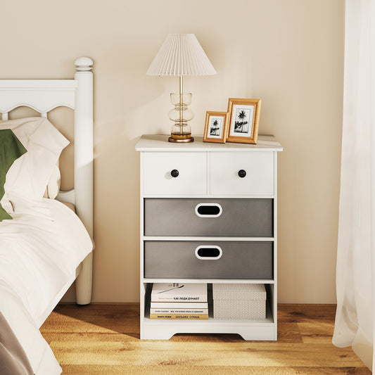4-Drawer Dresser, Modern Chest Storage Organizer With Open Shelves, White Cabinets & Chests White at Gallery Canada