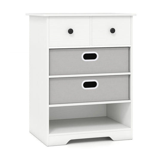 4-Drawer Dresser, Modern Chest Storage Organizer With Open Shelves, White Cabinets & Chests White at Gallery Canada