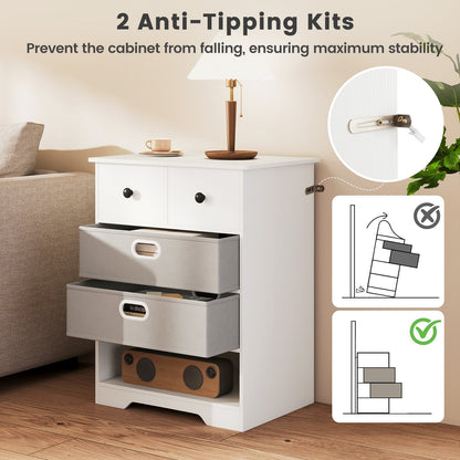 4-Drawer Dresser, Modern Chest Storage Organizer With Open Shelves, White Cabinets & Chests at Gallery Canada