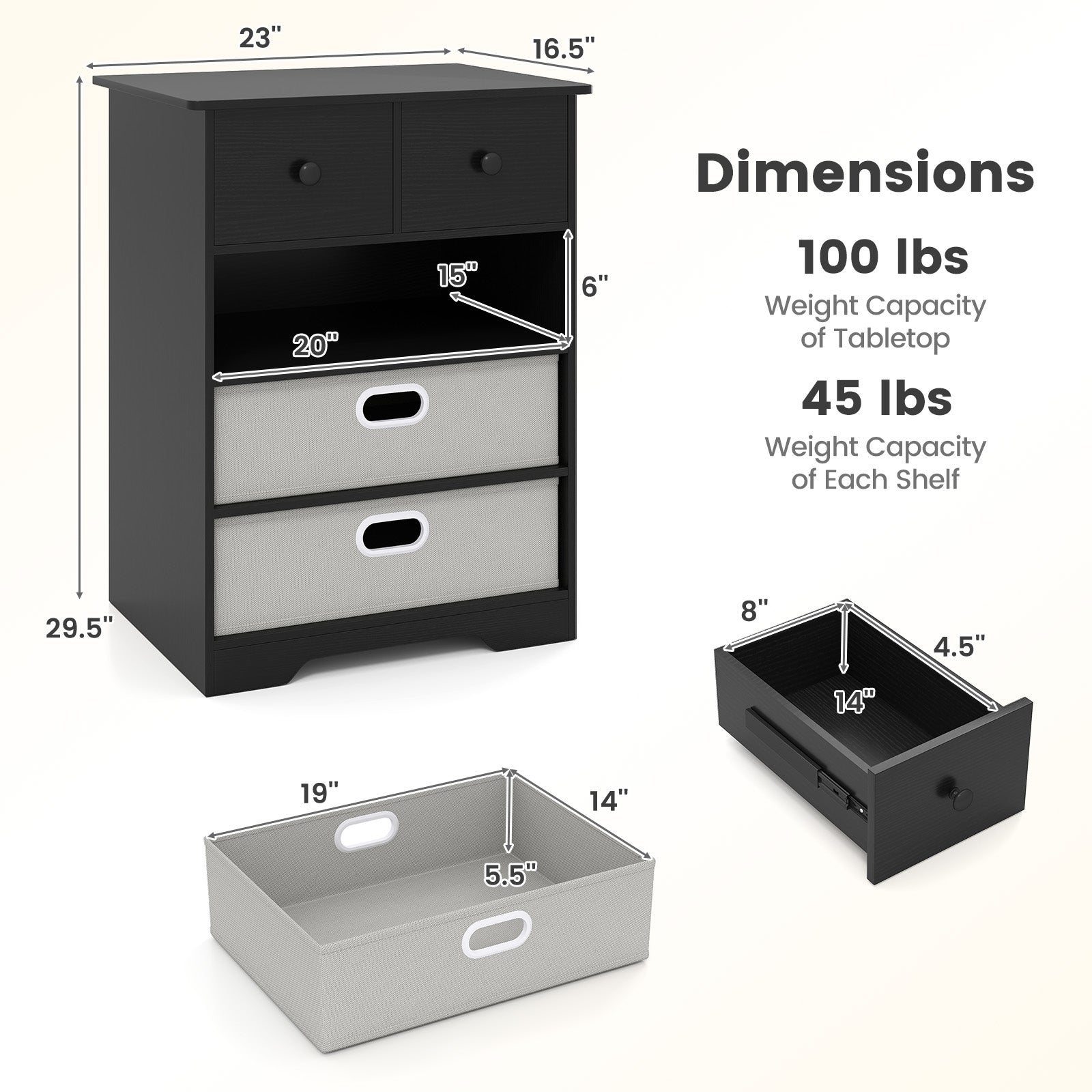 4-Drawer Dresser, Modern Chest Storage Organizer, Black Cabinets & Chests at Gallery Canada