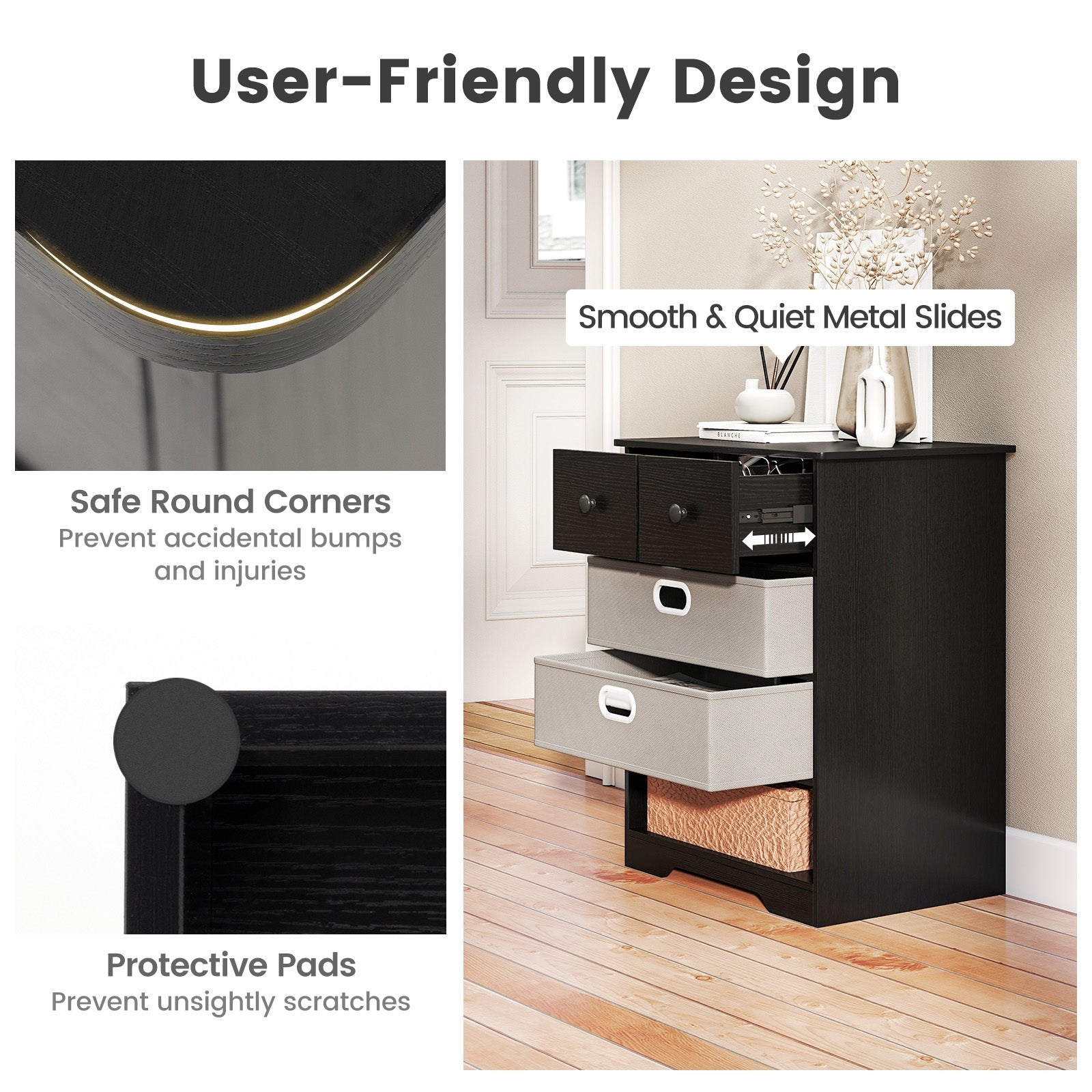 4-Drawer Dresser, Modern Chest Storage Organizer, Black Cabinets & Chests at Gallery Canada