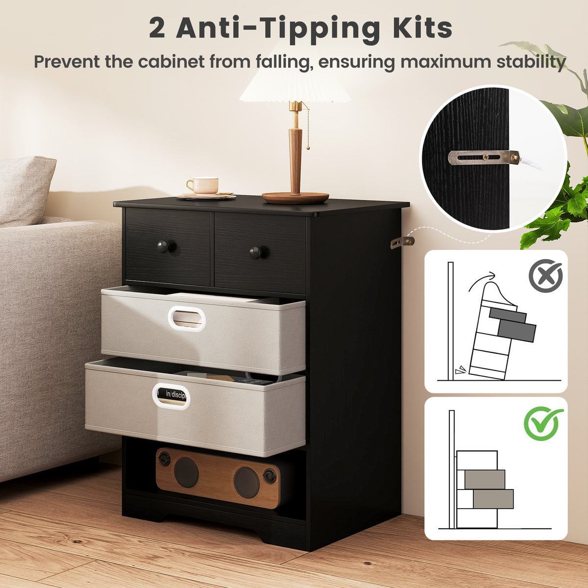 4-Drawer Dresser, Modern Chest Storage Organizer, Black Cabinets & Chests at Gallery Canada