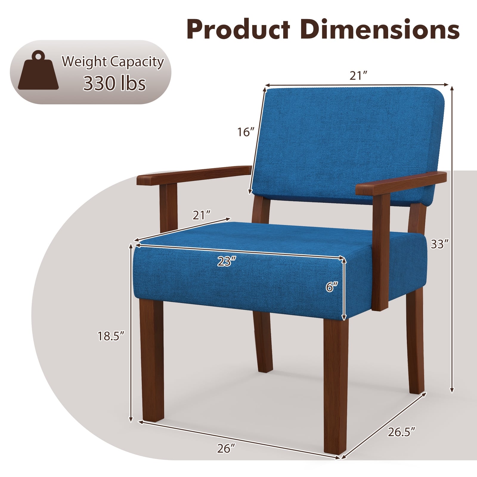 Linen Accent Chair, Soft Padded Seat, Blue Sofas & Loveseats at Gallery Canada