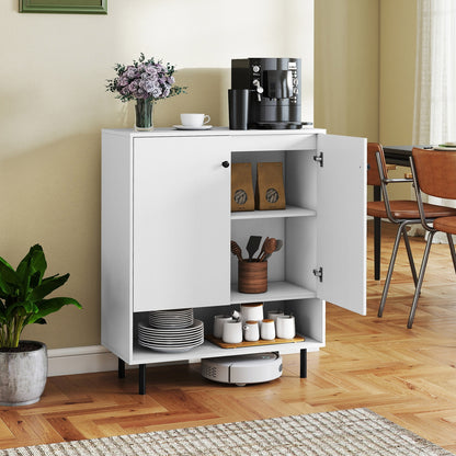 2-Door Sideboard Buffet Cabinet, Adjustable Shelf, White Sideboards Cabinets & Buffets at Gallery Canada