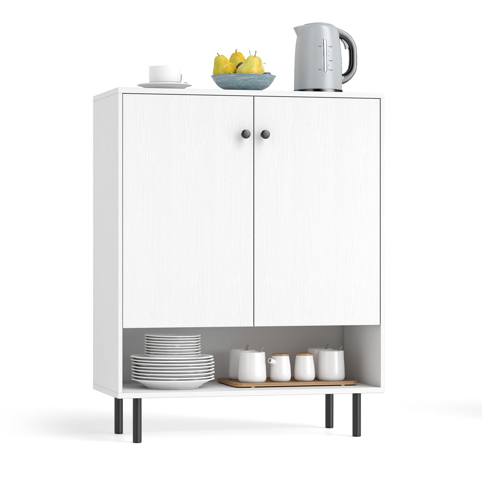 2-Door Sideboard Buffet Cabinet, Adjustable Shelf, White Sideboards Cabinets & Buffets at Gallery Canada