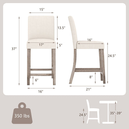 Counter Height Bar Stools Set of 2 with Back and Footrest, Beige Bar Stools at Gallery Canada