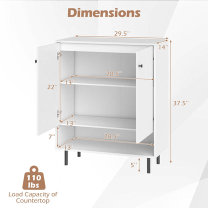2-Door Sideboard Buffet Cabinet, Adjustable Shelf, White Sideboards Cabinets & Buffets at Gallery Canada