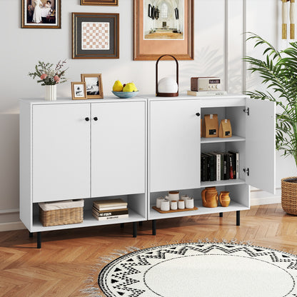 2-Door Sideboard Buffet Cabinet, Adjustable Shelf, White Sideboards Cabinets & Buffets at Gallery Canada