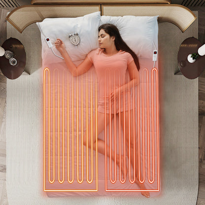 Electric Bed Warmer, Full Size, Dual Controller, 9 Heat Settings, White Bedding at Gallery Canada