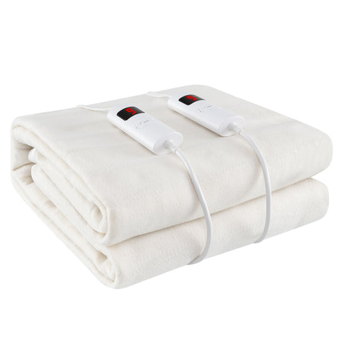 Electric Bed Warmer, Full Size, Dual Controller, 9 Heat Settings, White