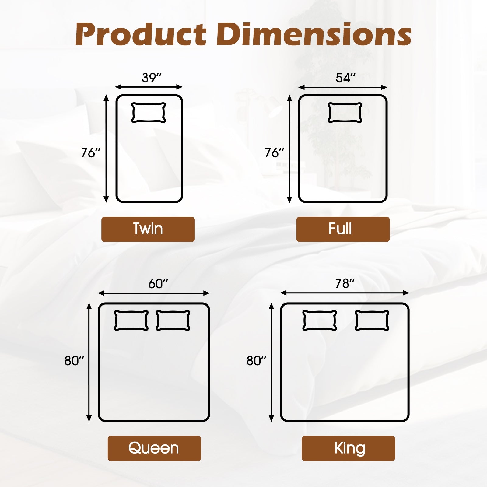 Electric Bed Warmer, Full Size, Dual Controller, 9 Heat Settings, White Bedding at Gallery Canada