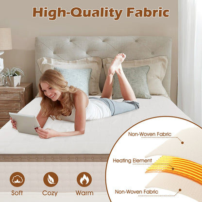 Electric Bed Warmer, Full Size, Dual Controller, 9 Heat Settings, White Bedding at Gallery Canada