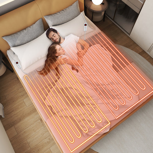 Electric Bed Warmer, Dual Controller, 9 Heat Settings, Queen Size, White