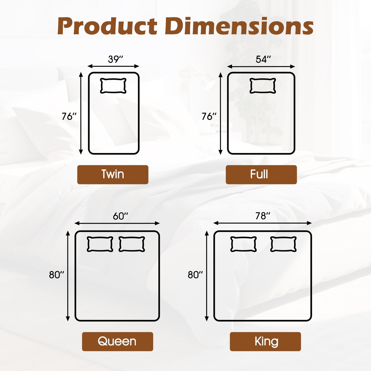 Electric Bed Warmer, Dual Controller, 9 Heat Settings, Queen Size, White Bedding at Gallery Canada