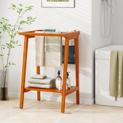 Freestanding Towel Rack With Storage Shelf, Natural Towel Racks at Gallery Canada