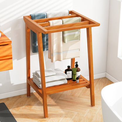 Freestanding Towel Rack With Storage Shelf, Natural Towel Racks at Gallery Canada