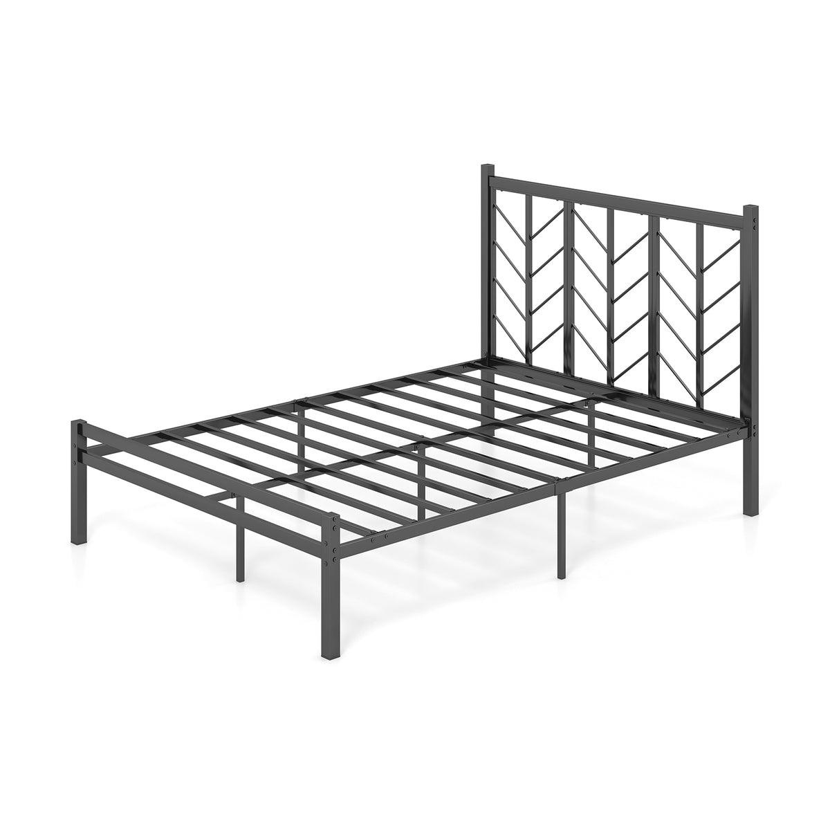 Full Size Platform Bed With Headboard, Metal Frame, Black Simple Bed Frame at Gallery Canada