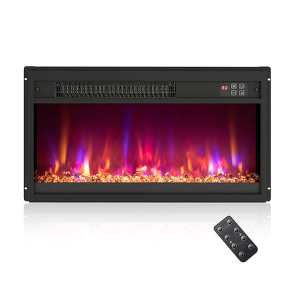 23 Inch 1500W Electric Fireplace Insert, Remote Control, Black Fireplaces Black at Gallery Canada