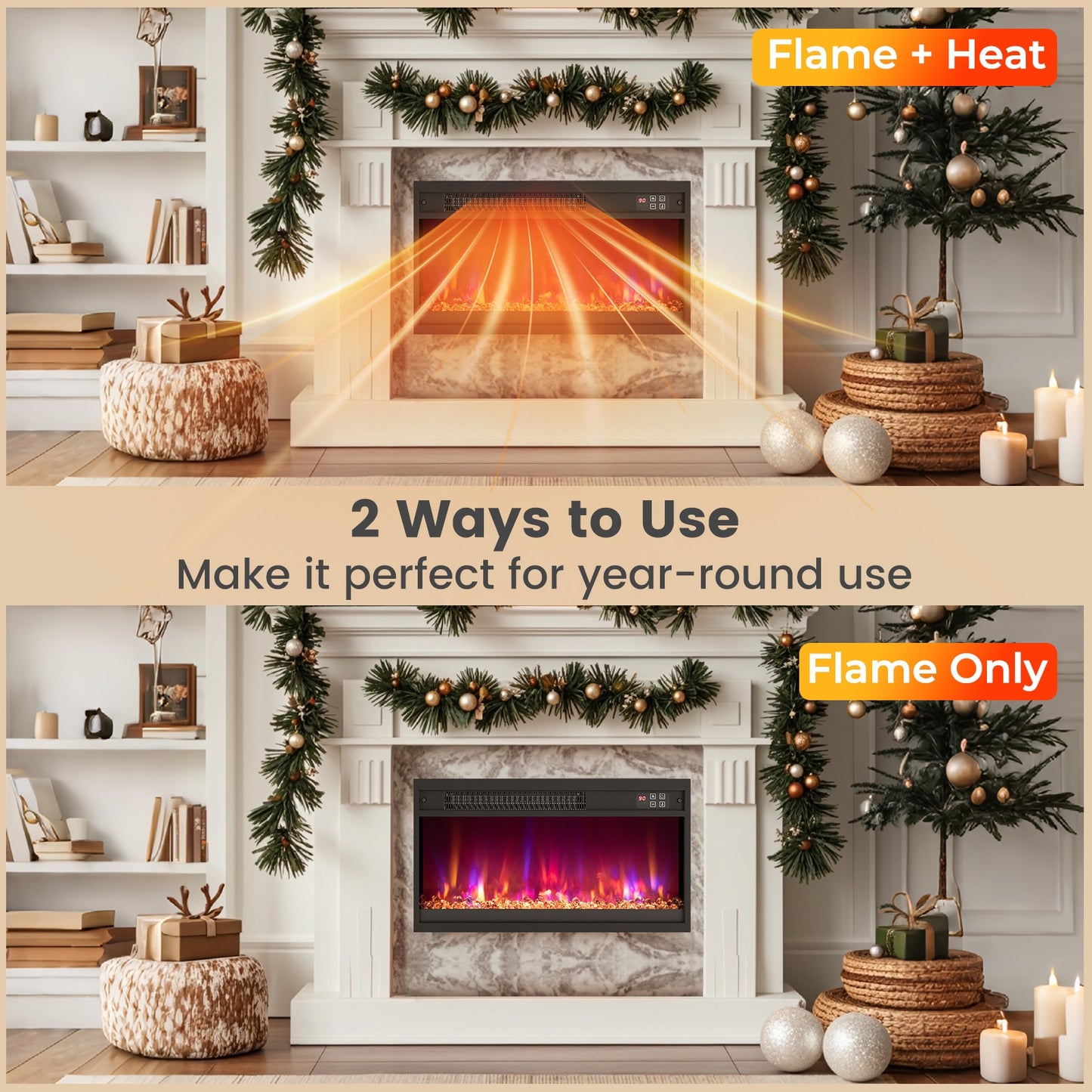23 Inch 1500W Electric Fireplace Insert, Remote Control, Black Fireplaces at Gallery Canada