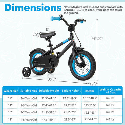 Kids Bike, Adjustable Handlebar, Saddle, 12 Inches, Black Kids Bike at Gallery Canada