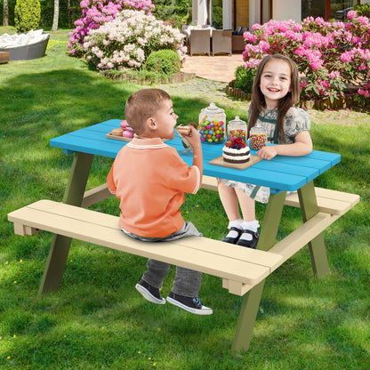 Kids Wooden Picnic Table Set With Built-In Benches Kids Table & Chair Sets at Gallery Canada