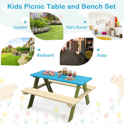 Kids Wooden Picnic Table Set With Built-In Benches Kids Table & Chair Sets at Gallery Canada