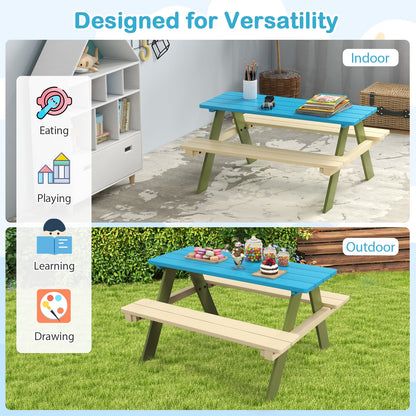 Kids Wooden Picnic Table Set With Built-In Benches Kids Table & Chair Sets at Gallery Canada